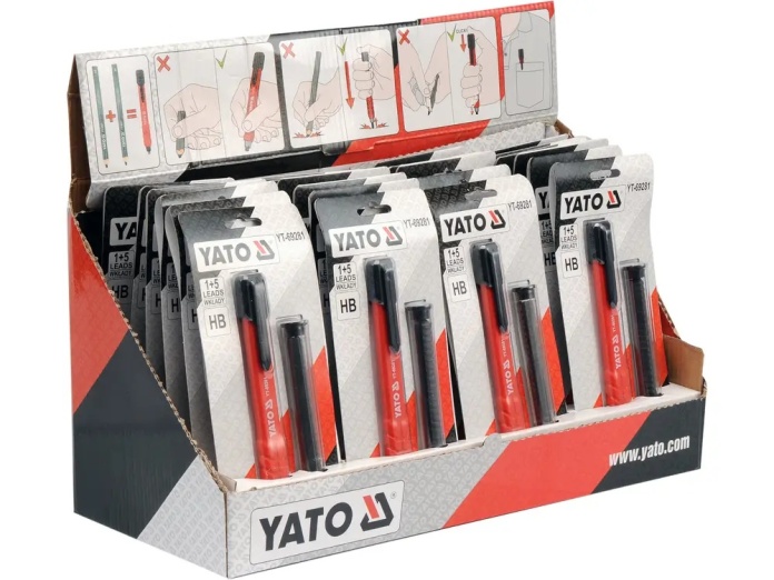 Model ołówka YT-69281 posiada elastyczny klips do przypięcia do pasa lub kieszeni.